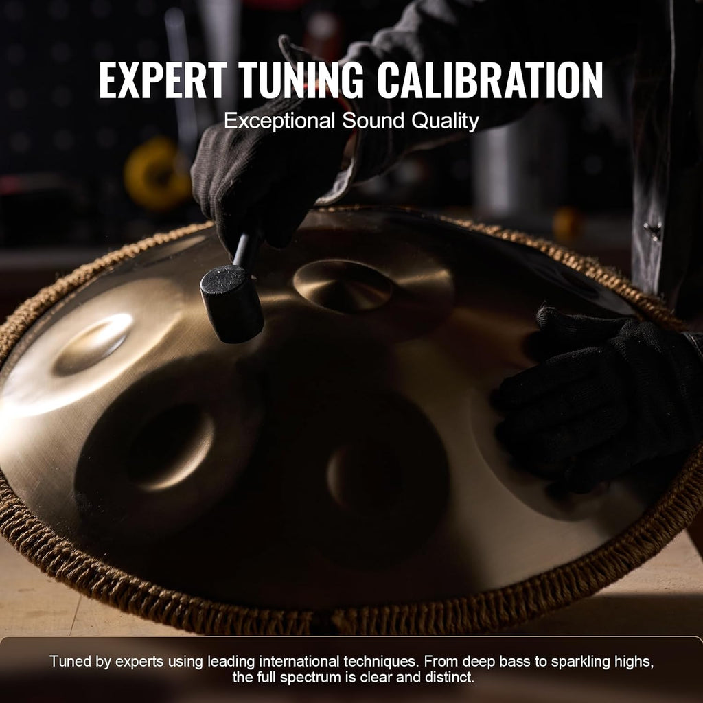 Happybuy Handpan Drum, 22 in & 9 Notes, D Minor, Equipped with Mallets, 440Hz Tuned, with Handpan Stand & Carry Bag, Steel Percussion for Adult Beginners
