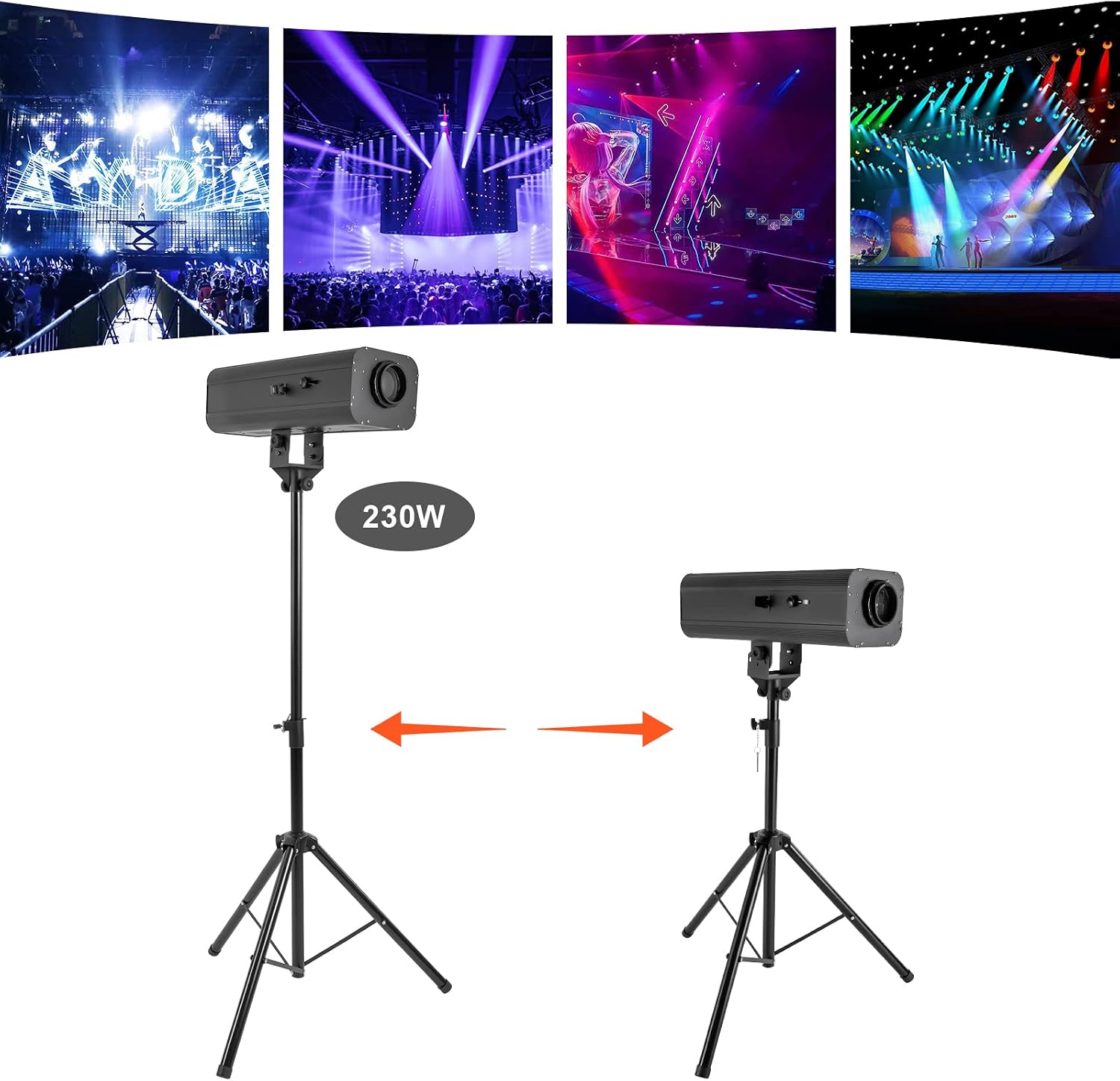 Led Follow Spot Light Led Stage Spotlight with Stand, Manual Control Stage Spotlight Stand Adjustable Aperture, Dj Wash Light w/Stand, Led Spotlight for Stage, Led Light Follow Spot Beam Light (230W)