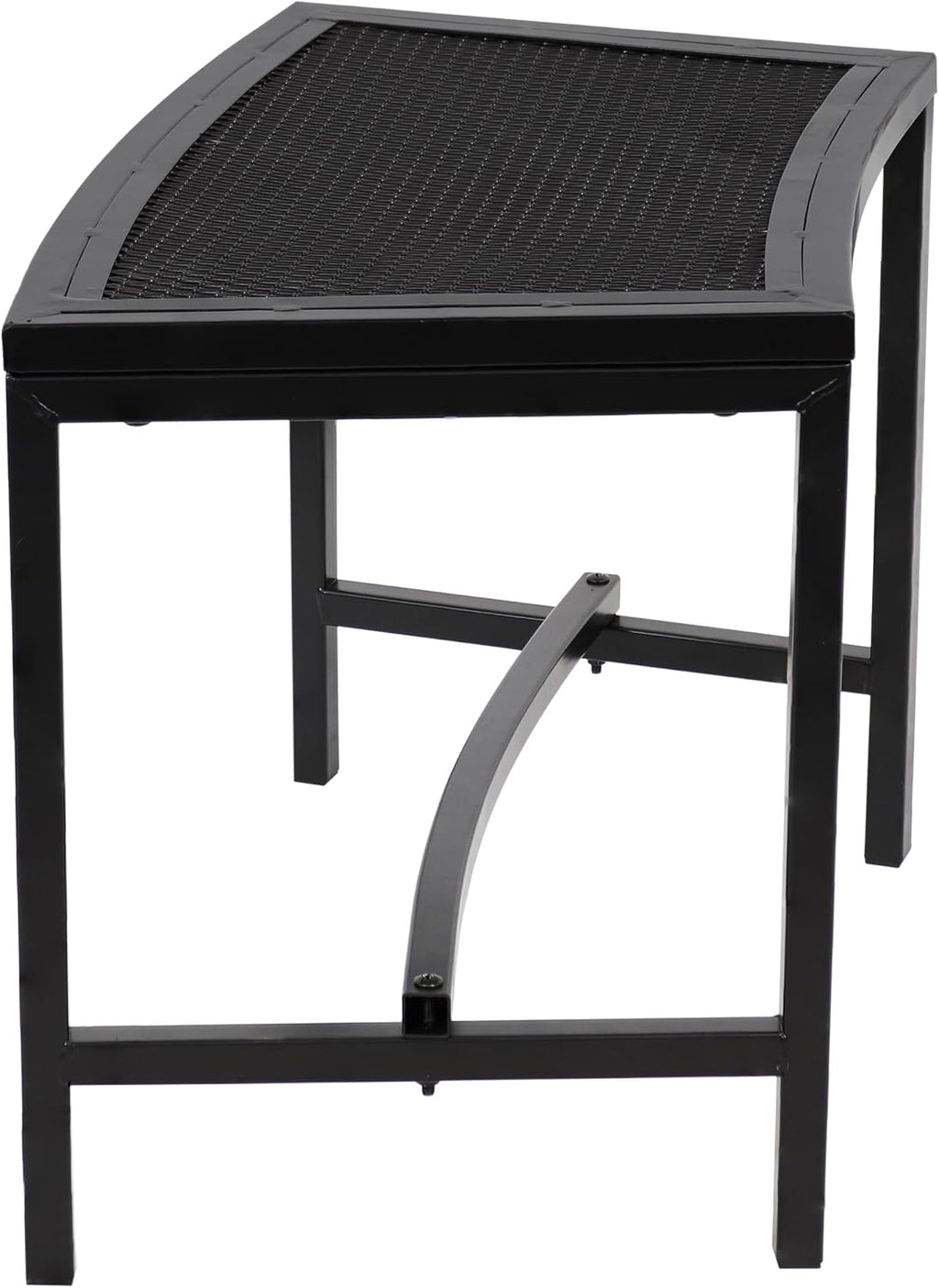 Sunnydaze Mesh Outdoor Curved Bench - Metal Patio Bench Set - Heavy-Duty Outdoor Seats for Backyard or Fire Pit - Black - Set of 2