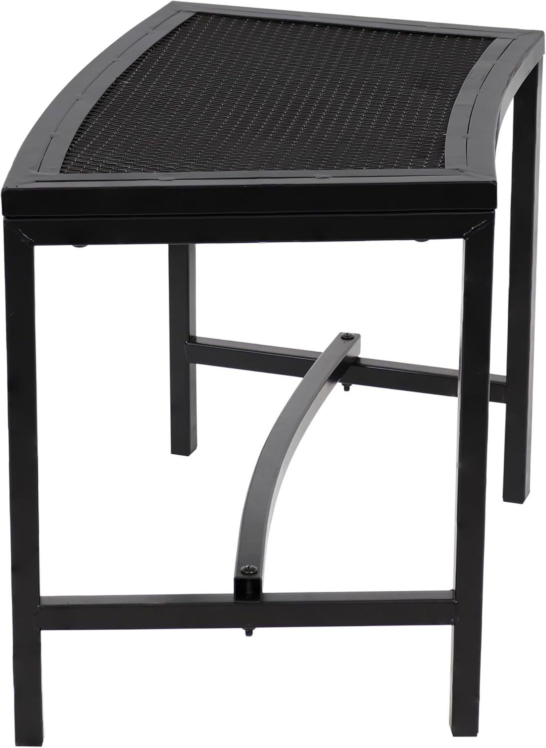 Sunnydaze Mesh Outdoor Curved Bench - Metal Patio Bench Set - Heavy-Duty Outdoor Seats for Backyard or Fire Pit - Black - Set of 2