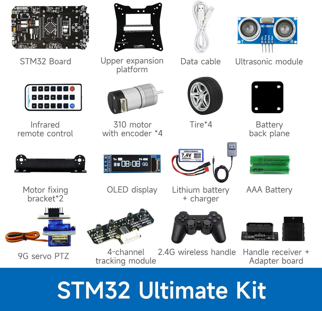 Yahboom STM32 Smart Car with Multifunctional Development 2in1 STM32F103ZET6 DIY Programming Electronics Project Ranging, Following, Line Patrol (Ultimate Kit)
