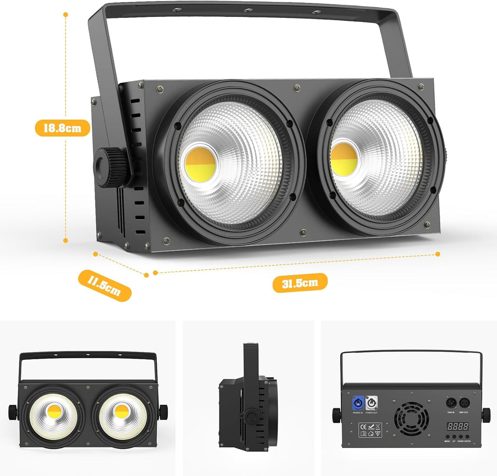 200W Blinder Stage Lights, 2-in-1 Warm & Cool White COB Spotlights, LED Par Lights with Auto/Sound/DMX/Master-Slave Audience Light for Events Wedding Theater Church Concert Party 12 Packs