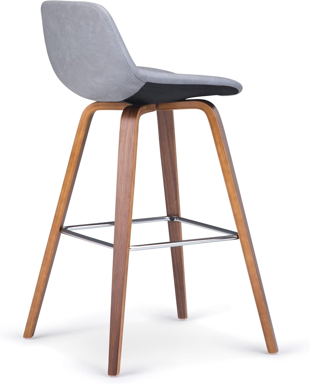 SIMPLIHOME Randolph Mid Century Modern 28 inch Bentwood Counter/ Bar Height Stool (Set of 2) in Stone Grey Vegan Faux Leather for the Dining Room and Kitchen