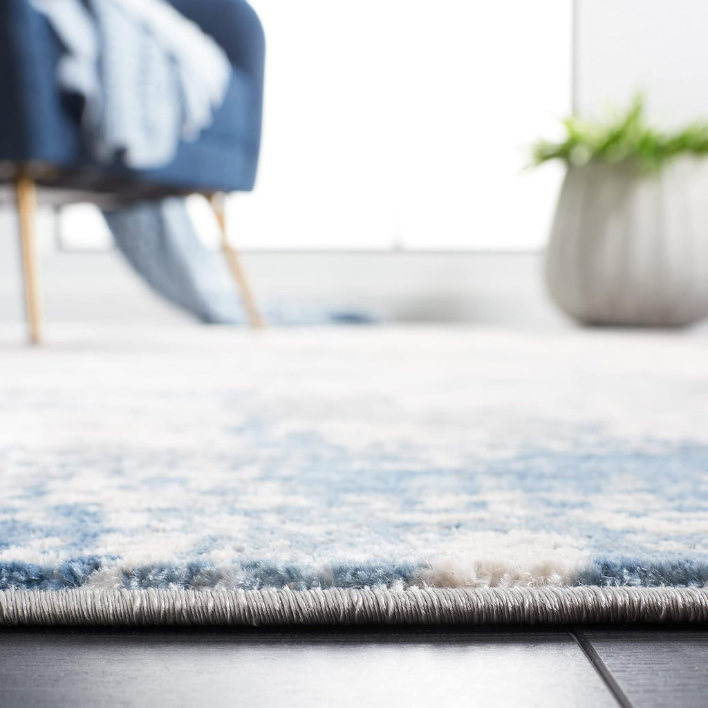 SAFAVIEH Invista Collection Area Rug - 6'7' Square, Grey & Blue, Modern Abstract Design, Non-Shedding & Easy Care, Ideal for High Traffic Areas in Living Room, Bedroom (INV481F)