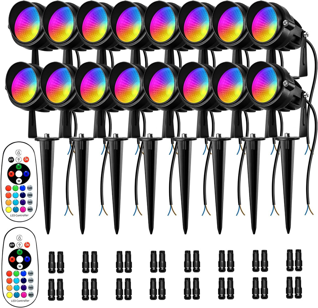 RGBW Low Voltage Landscape Lighting, 12V-24V Color Changing IP67 Waterproof Landscape Spotlights for Christmas Decorations Yard Tree Decorative (16)
