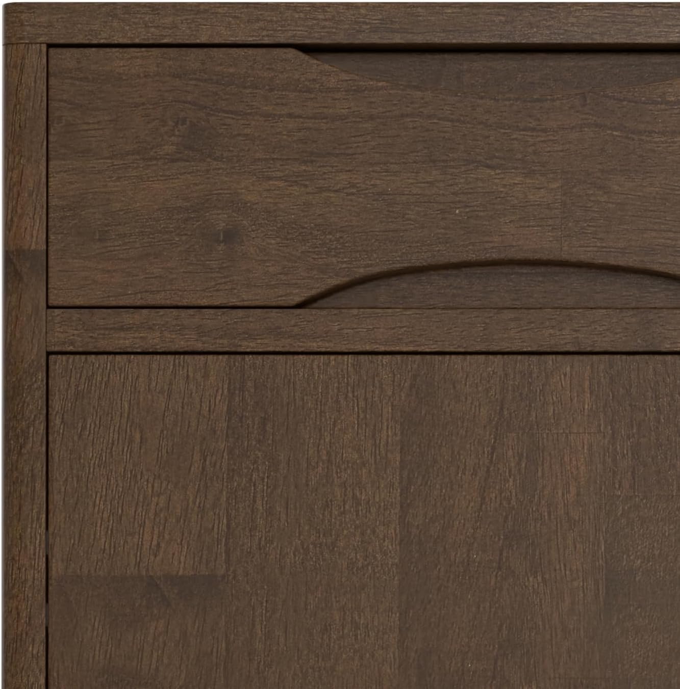 SIMPLIHOME Harper Storage Cabinet - 40 inch Wide Solid Wood Medium Storage Cabinet in Walnut Brown, Mid-Century Modern Cupboard for Entryway or Dining Room with Drawers, Tapered Legs, and Shelves