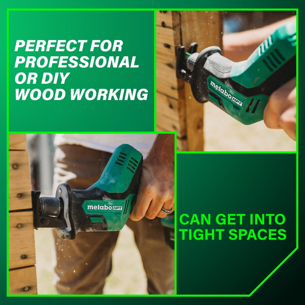 Metabo HPT 18V Cordless One-Handed Reciprocating Saw, Lightweight Design, Compact Saw Size, High-Speed 3,200 Strokes Per Minute, Versatile Blade Compatibility, LED Light, CR18DAQ4