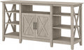 Bush Home Key West Tall TV Stand for 65 Inch TV in Washed Gray, Farmhouse Entertainment Center with Storage