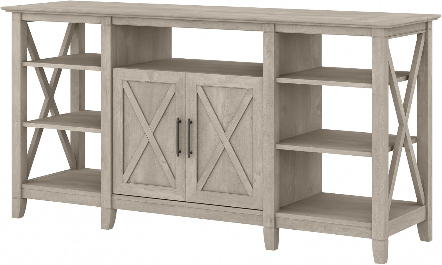Bush Home Key West Tall TV Stand for 65 Inch TV in Washed Gray, Farmhouse Entertainment Center with Storage