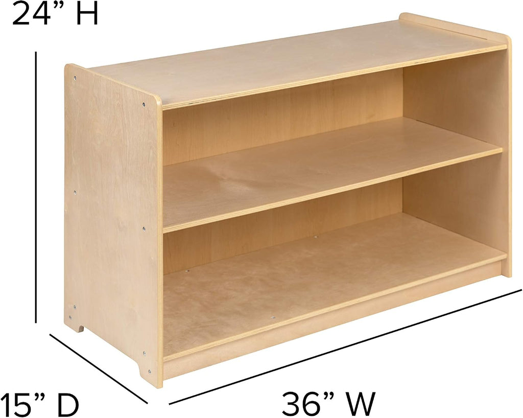Flash Furniture Hercules Wooden 2 Section School Classroom Storage Cabinet for Commercial or Home Use - Safe, Kid Friendly Design - 24'H x 36'L (Natural)