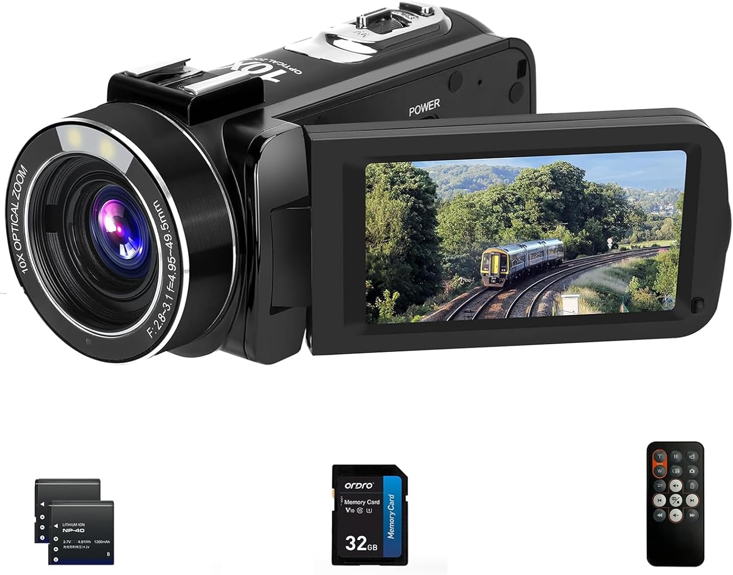 ORDRO 4K Video Camera Camcorder 10X Optical Zoom 30MP 24FPS Vlogging Camera 3.0' IPS Touch Screen Digital Camera with 32G Memory Card