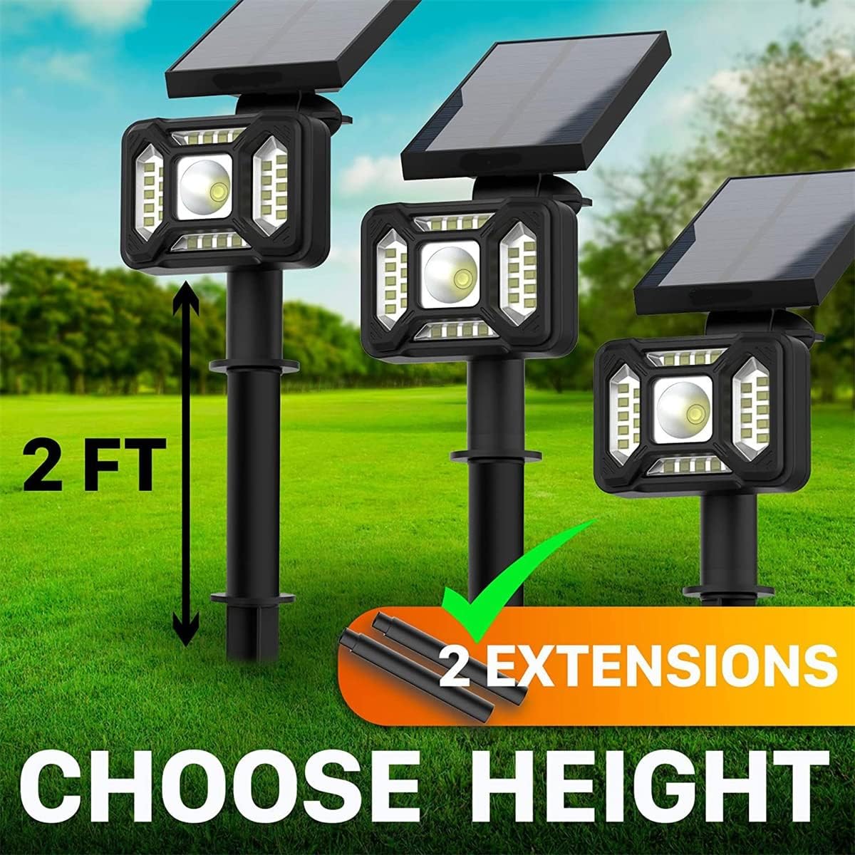 Solar Spot Lights Outdoor,21 LED Landscape Lights Outdoor IP65 Waterproof with Adjustable Solar Spotlight Warm White Solar Landscape Lights for Pathway Yard Lawn Garage,27 LED,4 pcs (27 Led 2 pcs)