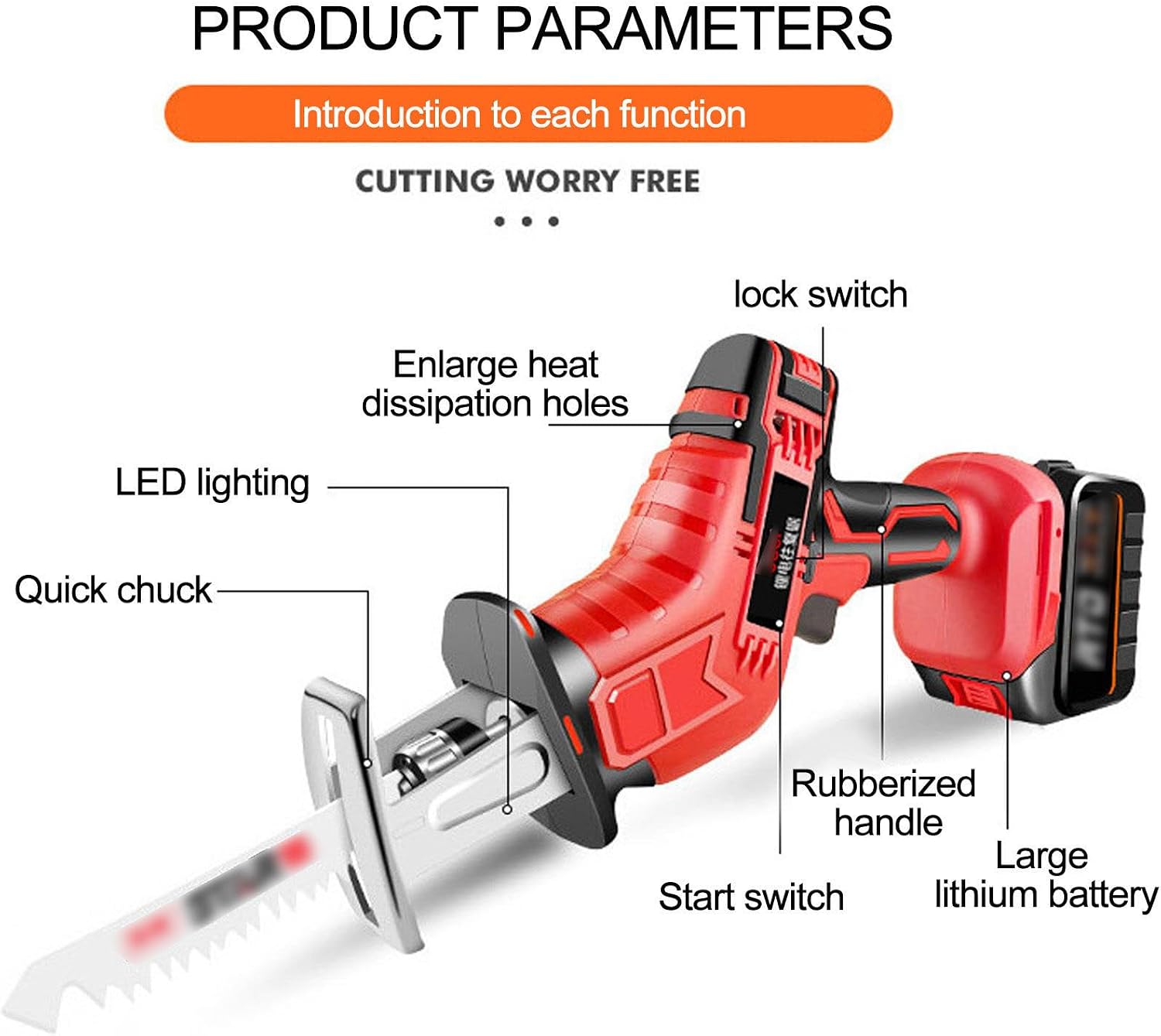 Bone Saw Cordless Professional Butcher Reciprocating Saw - Battery Powered Electric Bone Saw for Commercial and Home Usebattery