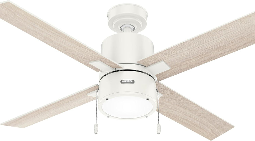 Hunter 52 inch Beck Fresh White Ceiling Fan with LED Light Kit and Pull Chain