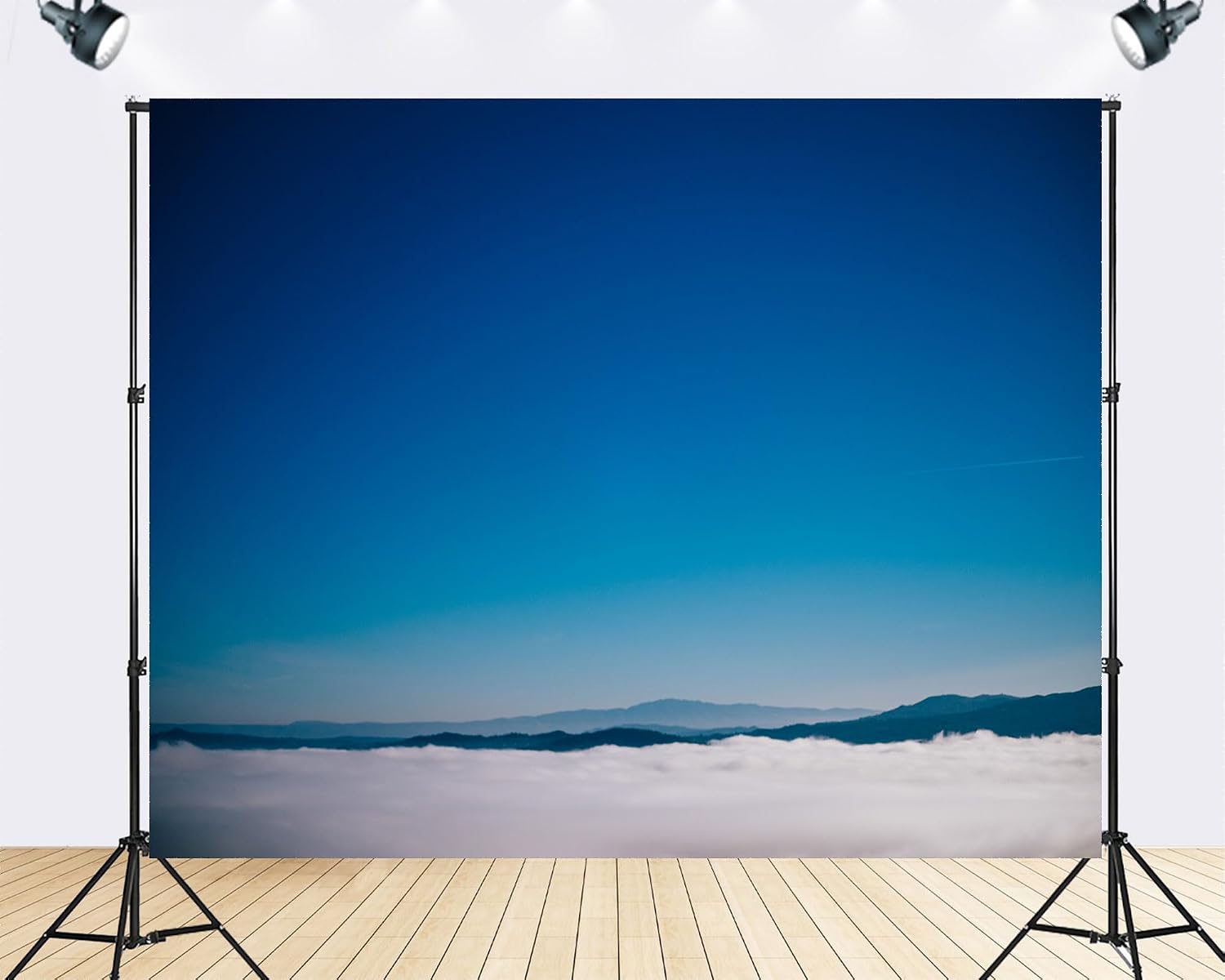 Trykid 20x10ft Deep Blue Sky Sea of Clouds Backdrop Distant Mountain Peaks Clear Horizon Photography Background Minimalist Nature Wedding Birthday Party Decoration Photo Booth Prop Fabric