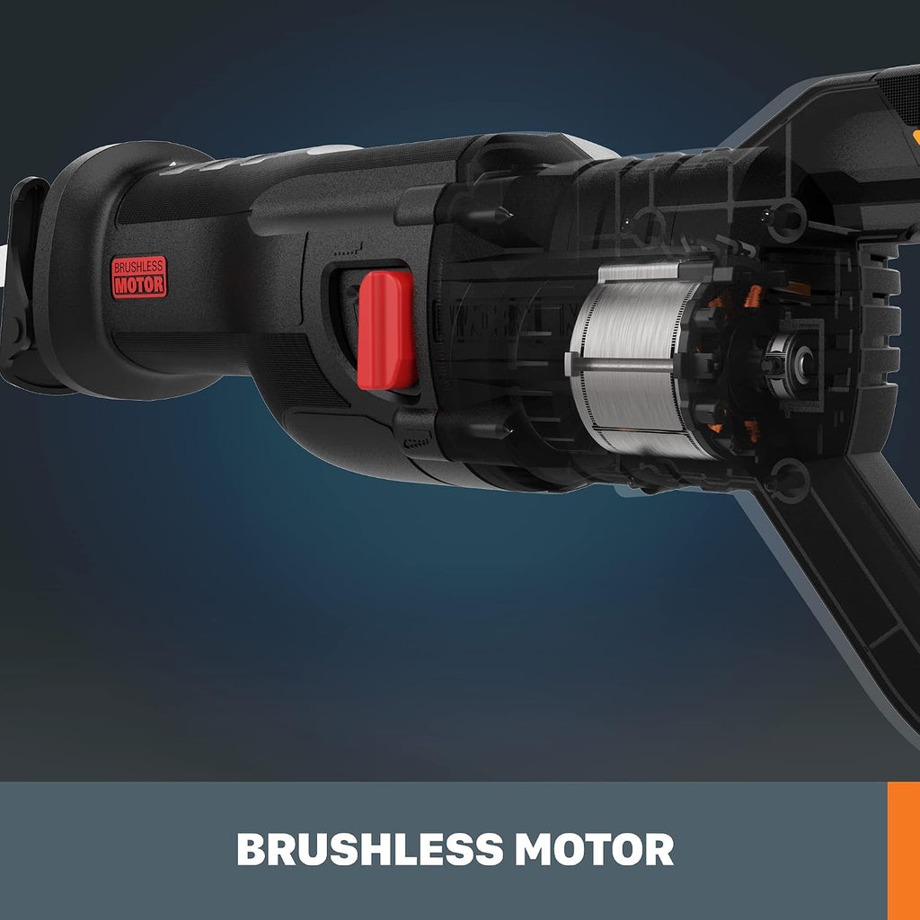 Worx Nitro WX516L 20V Power Share PRO 4.0Ah Cordless Reciprocating Saw with Brushless Motor