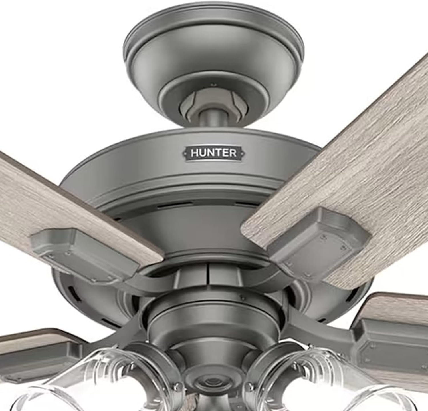 Hunter Fan 52 Inch Casual Matte Silver Finish Indoor Ceiling Fan With Light Kit and Remote Control (Renewed)