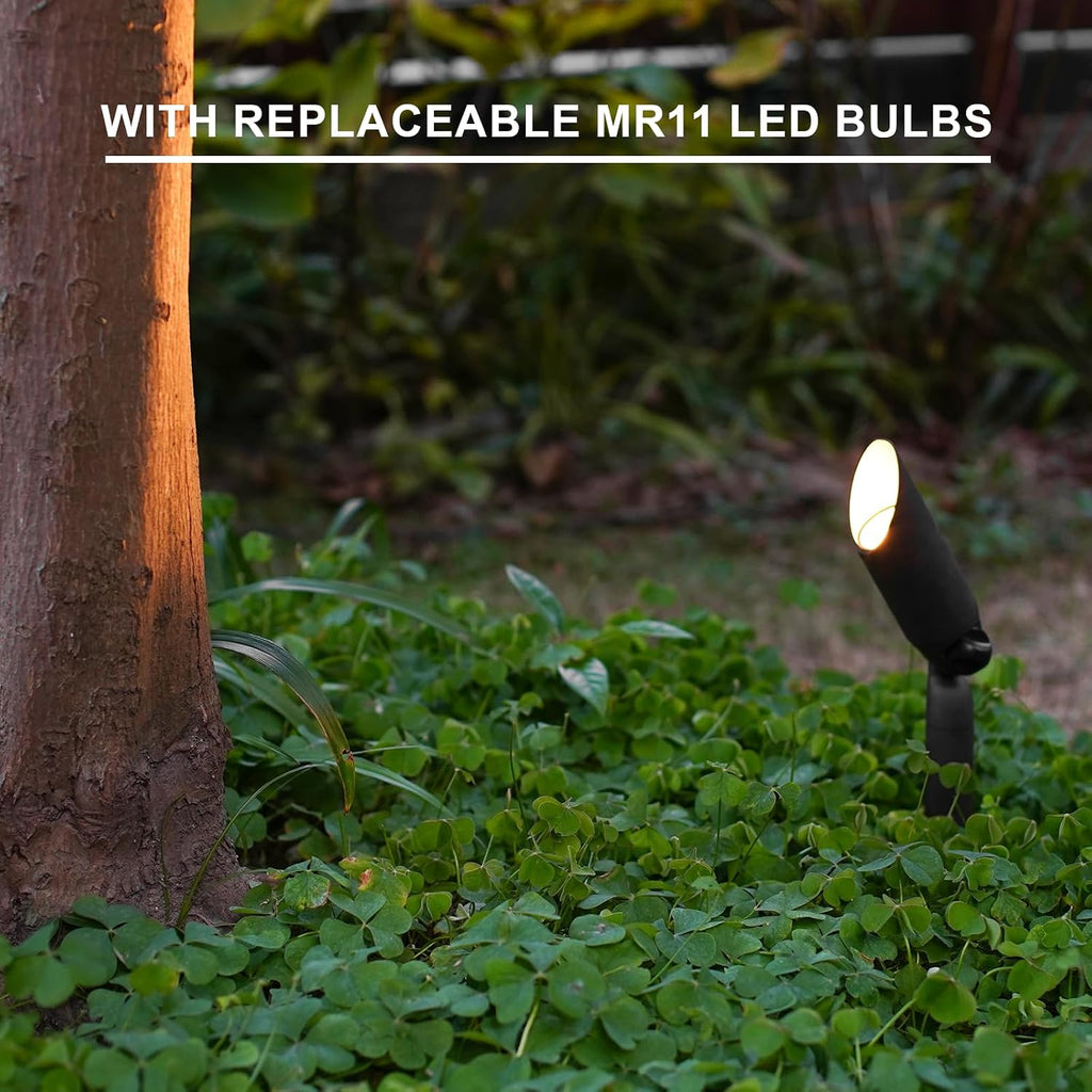 GOODSMANN Landscape Lighting 12V AC Spotlights 8PK 3W LED Landscape Lights 100 Lumens Spot Light MR11 Replaceable Bulb 2900K Tree Lights Garden Up Light Hardwired Lighting Cable Connectors