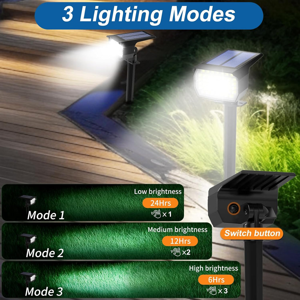 24 Pack Outdoor Solar Lights for Yard Garden, Include 12 Pack Solar Spotlights Outdoor Waterproof Warm White&12 Pack Solar Lights for Outside Cool White