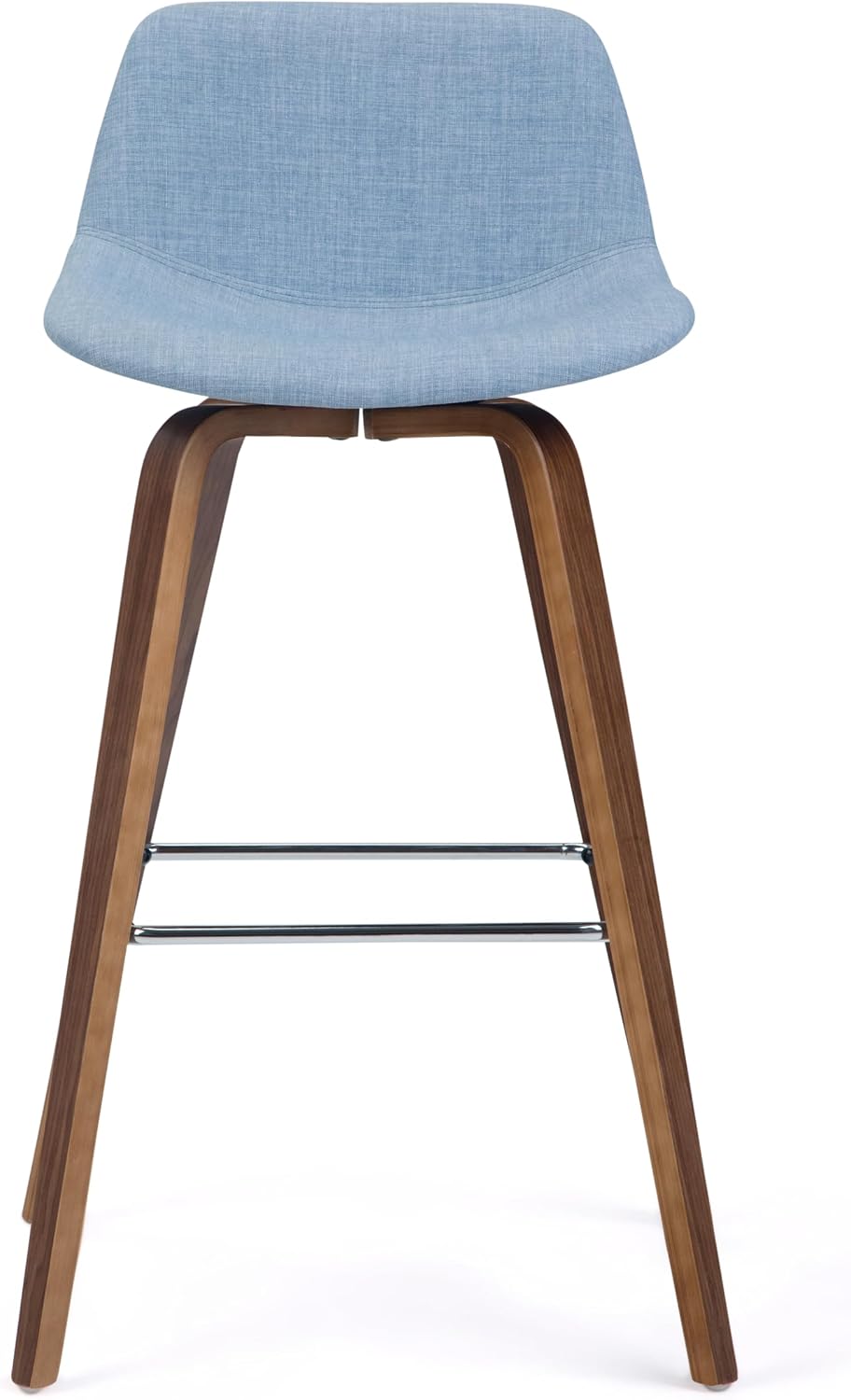 SIMPLIHOME Randolph Mid Century Modern 28 inch Bentwood Counter/ Bar Height Stool (Set of 2) in Denim Grey Linen Look Fabric for the Dining Room and Kitchen