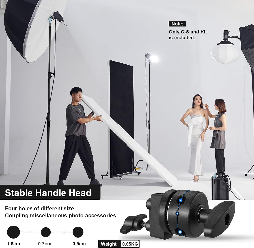 Heavy Duty C Stand C-Stand 10.8ft/330cm 100% Stainless Steel Photography C Stand with Boom Arm 4.2ft/128cm Carry Bag 44LB/20KG Adjustable Stable for Photography Studio Video Monolight Softbox Shooting