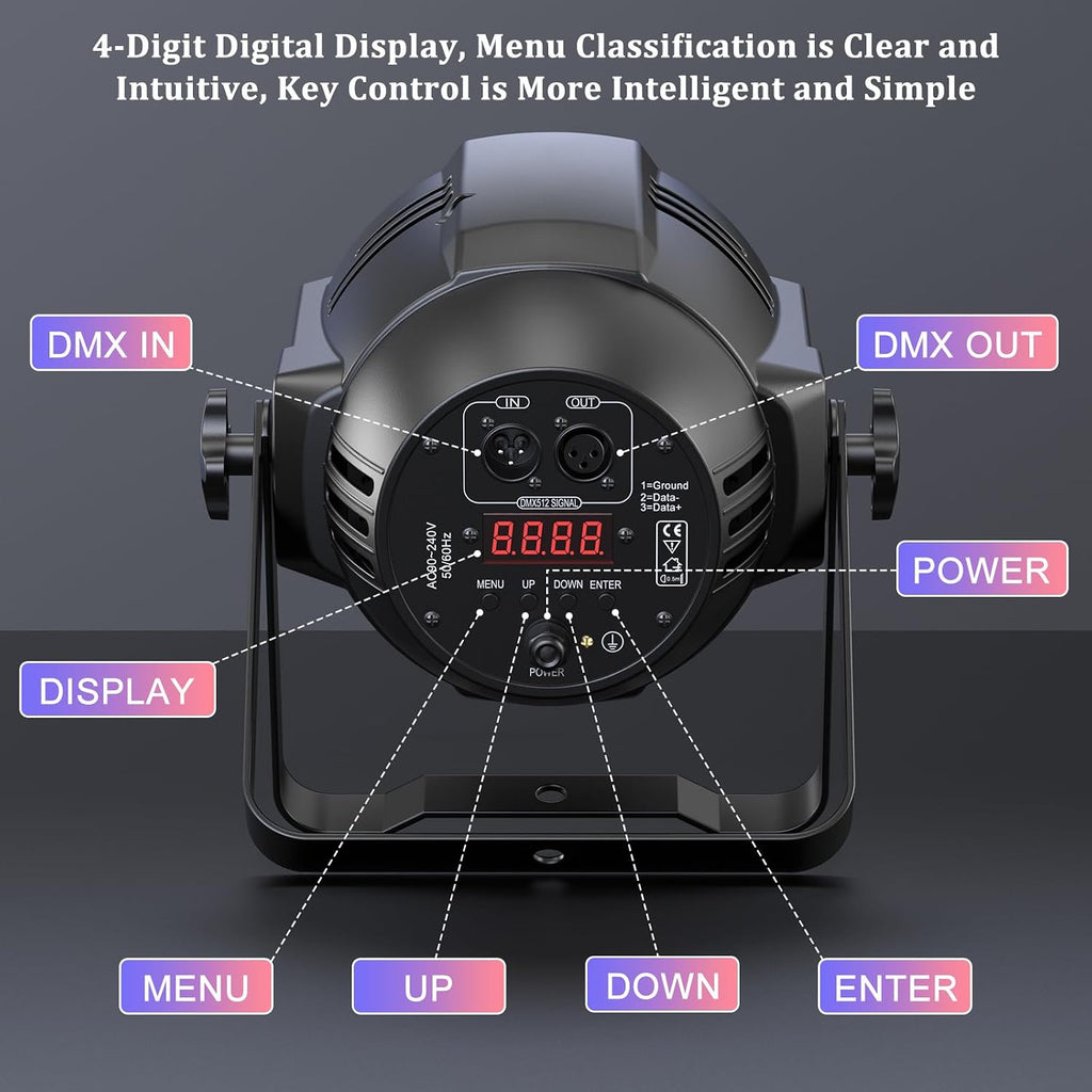 4-Pack Par Lights DJ Stage Light 18X10W 4 in 1 Spotlight with DMX Sound Activated Control DJ Uplighting for Wedding,Parties