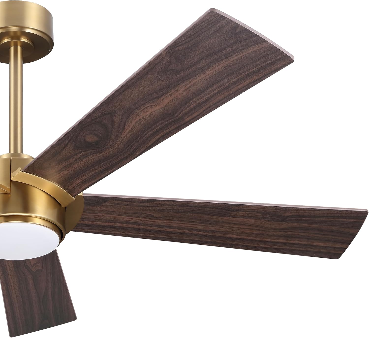 ELEHINSER 54' Ceiling Fan with Light and Remote Control, Modern Dimmable LED Light, 6-Speed Noiseless Reversible DC Motor, 5 Plywood Ceiling Fan for Kitchen Bedroom Living Room NAB Gold/Walnut