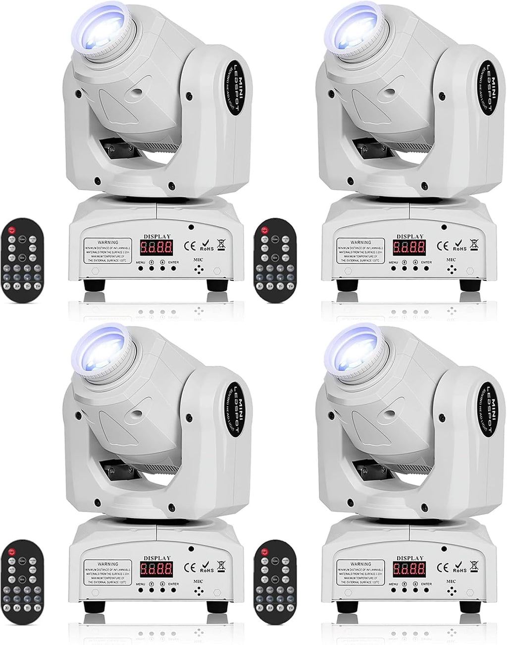 U`King 60W Moving Head Lights, White Moving LED DJ Lights RGBW Stage Light with Remote 8 GOBO 8 Colors Spotlight by DMX 512 Controlled 9/11 Channel for Church KTV Club Concert Party Wedding (4PCS)