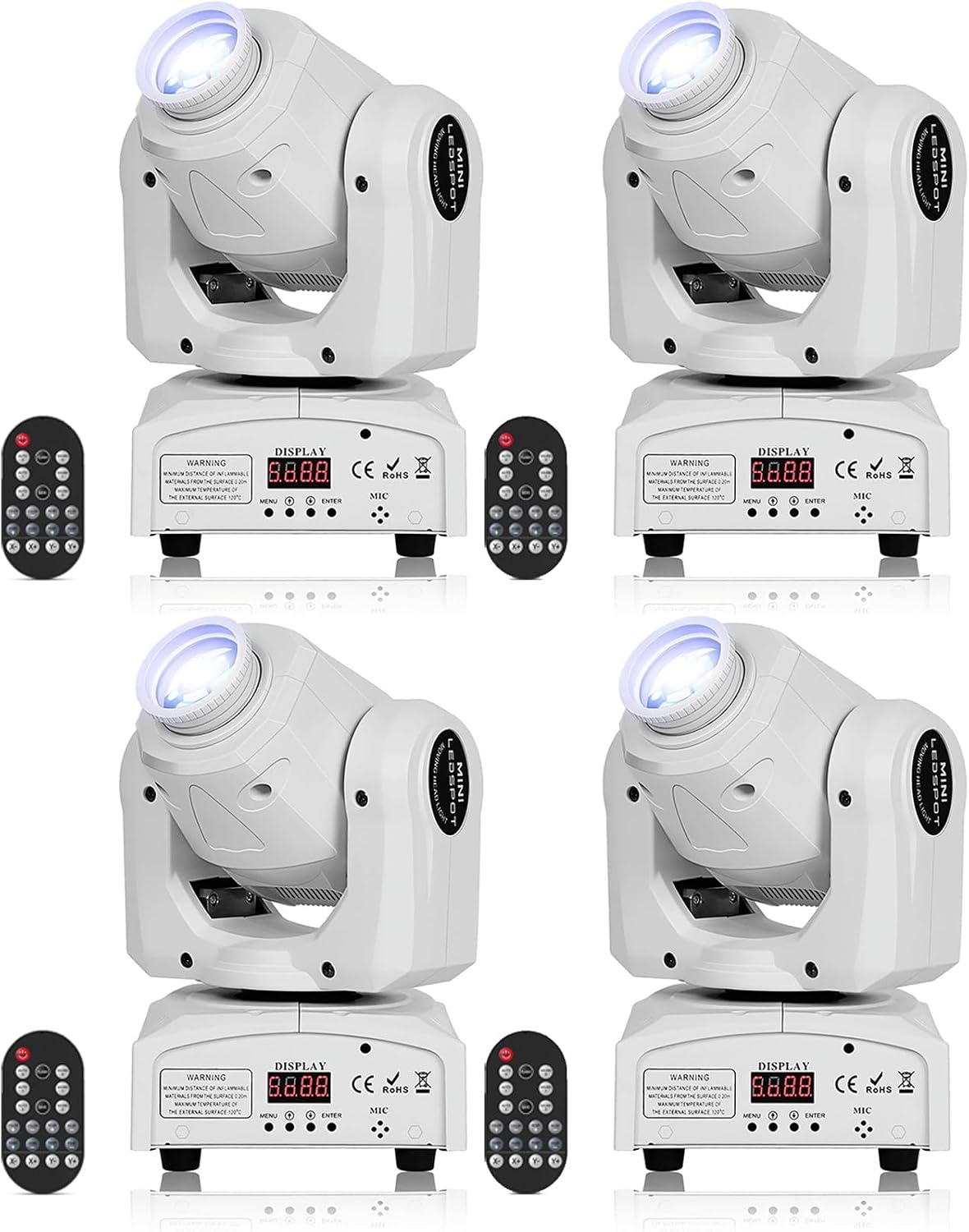 U`King 60W Moving Head Lights, White Moving LED DJ Lights RGBW Stage Light with Remote 8 GOBO 8 Colors Spotlight by DMX 512 Controlled 9/11 Channel for Church KTV Club Concert Party Wedding (4PCS)