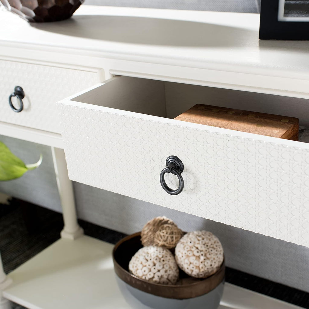 Safavieh Home Collection Haines White 2-Drawer Bottom Shelf Console Table