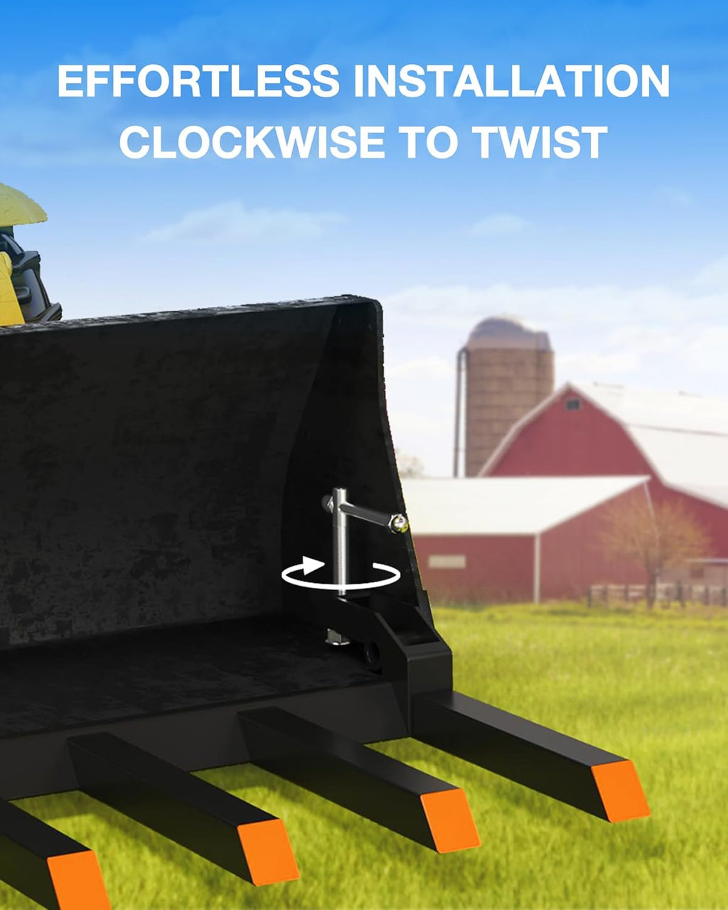 Clamp On Debris Forks for 60 Inch Buckets, 4000 Lbs Loading Weight Pallet Forks for Loader, Tractor Buckets, Skidsteer, for Removing Limbs, Yard Waste and Debris