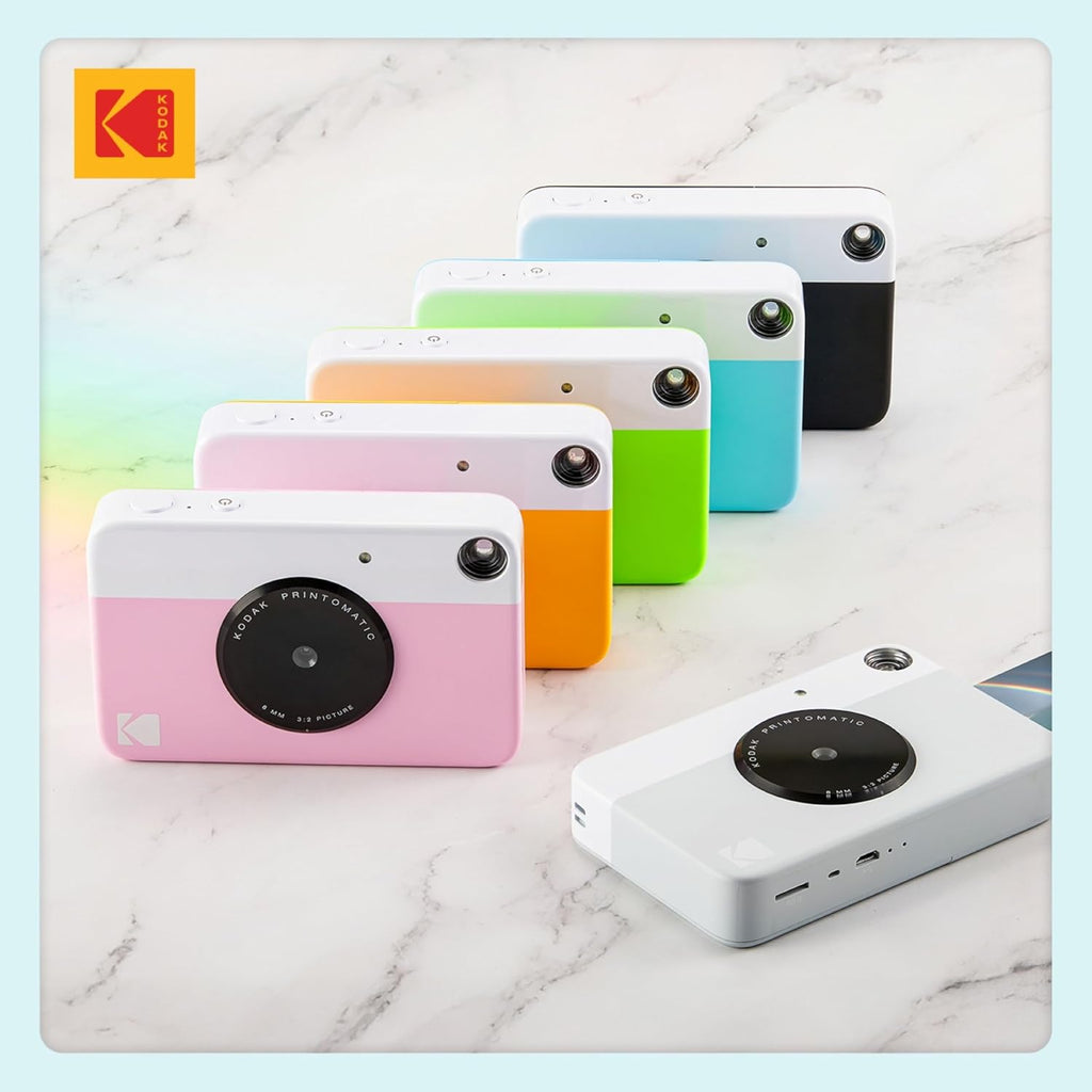 Kodak Printomatic Full-Color Instant Print Camera Gift Bundle + Soft Case + Zink 2x3 Sticky Back Photo Paper 20pk + Album + Sticker Sets + Sticker Frames + Markers + Hanging Frames, Fun Gift - Blue