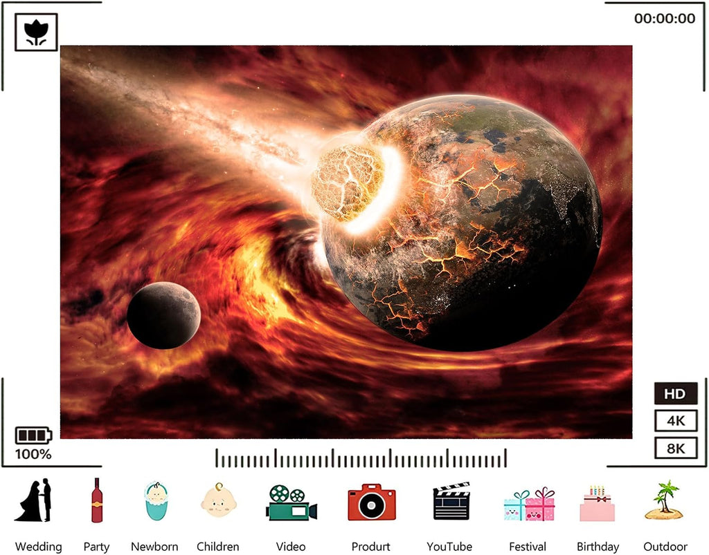 Trykid 20x10ft Apocalyptic Planet Collision Space Backdrop Fiery Cosmic Destruction Scene Photography Background Sci-Fi Event Party Decoration Tapestry Photo Booth Prop Fabric