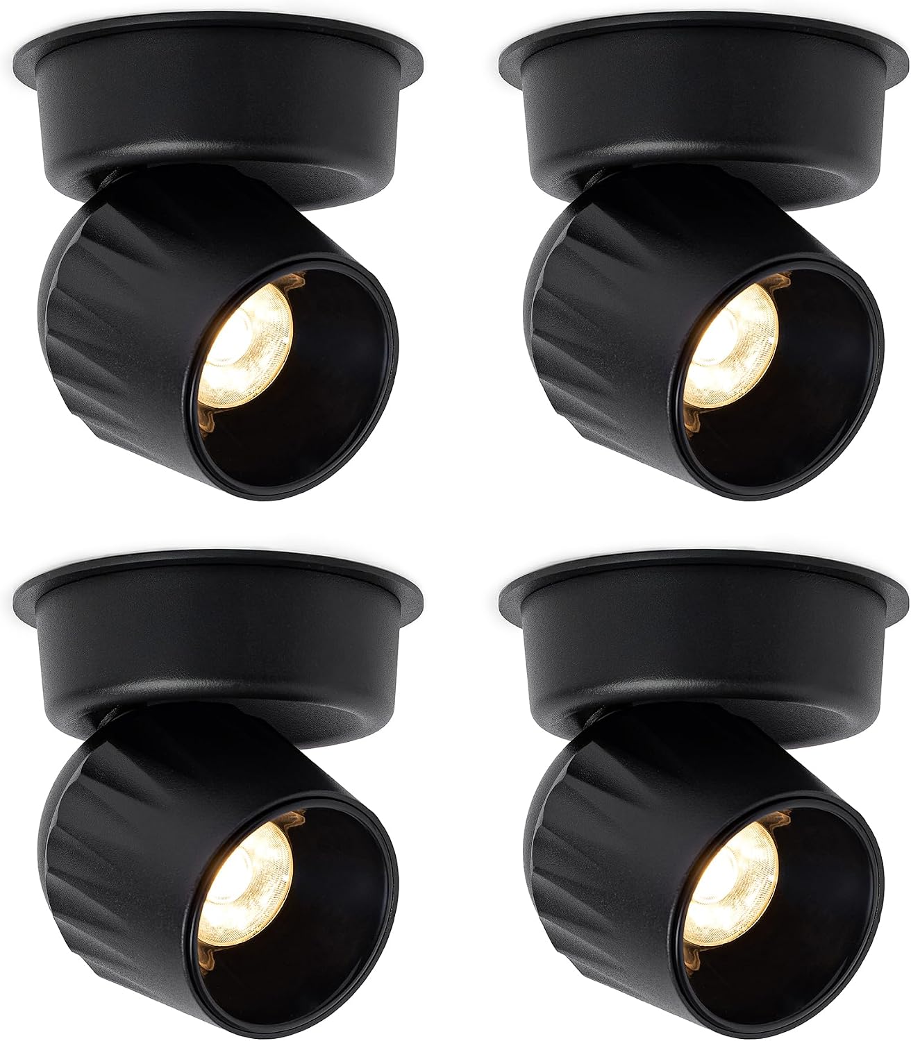 4 Packs LED Dimmable Adjustable Ceiling Spotlight 12W 3000K Aluminum Wired Spotlight Fixtures CRI 97 Surface Mounted Indoor Spot Light for Living Room Hallway Picture Corridor, Black