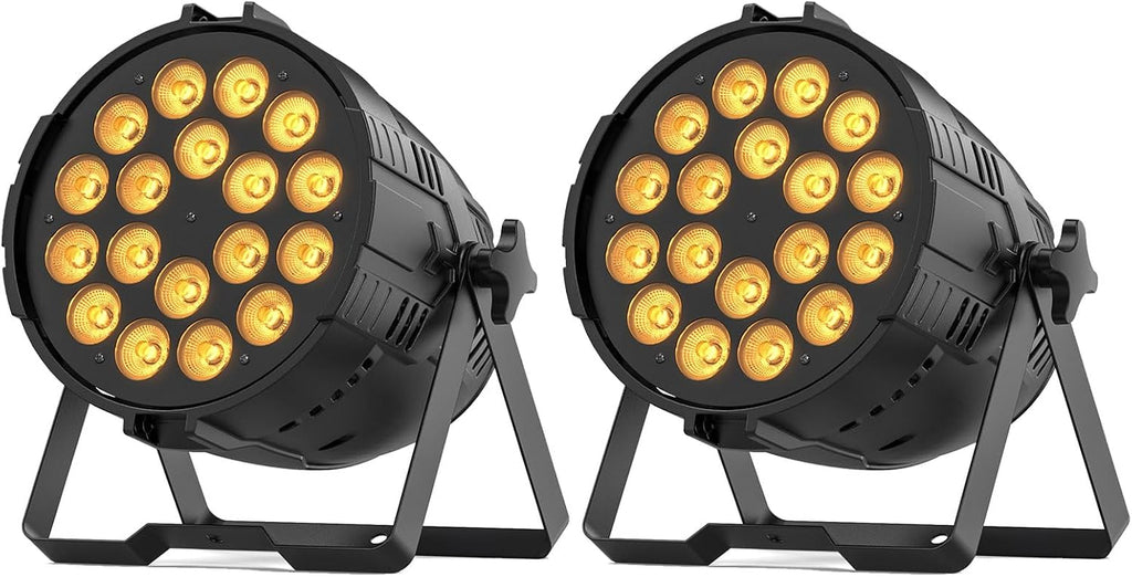 200 W Stage Par Lights, RGBL 4-in-1 LED Par Can Light with DMX512 Sound Activated Controlled Aluminum LED Uplights, Stage Lights for Parties DJ Wedding Festival Events Church Theater(2 Pack)