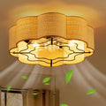 Boho Caged Ceiling Fans with Lights Flush Mount, Rattan Fandelier Chandelier Ceiling Fan with Light with Remote and 6-Speed Motor for Bedroom, Nursery, Living Room