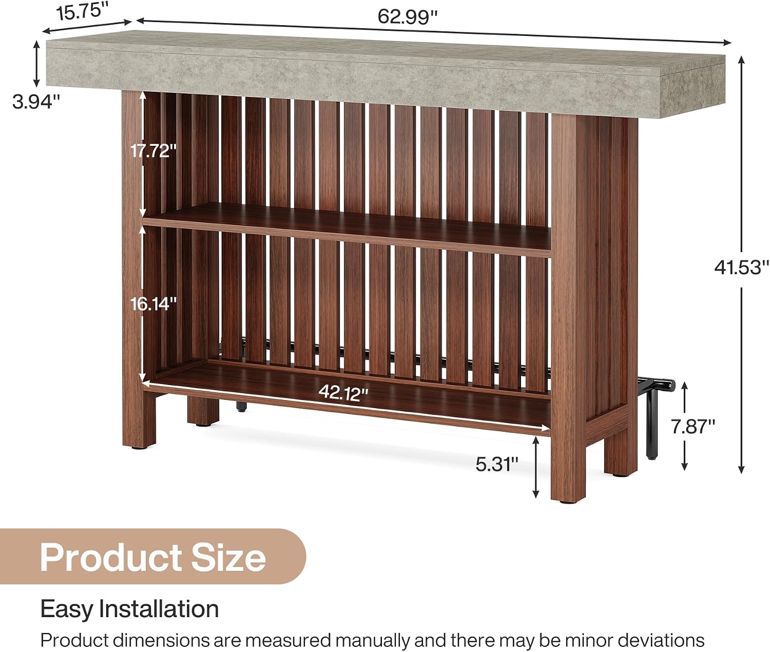 Tribesigns 63-Inch Large Home Bar Unit, 2-Tier Mini Bar Table, Height Pub Table with Footrest, Modern Coffee Bar Cabinet for Home Kitchen, Bistro, Dining Room, Living Room