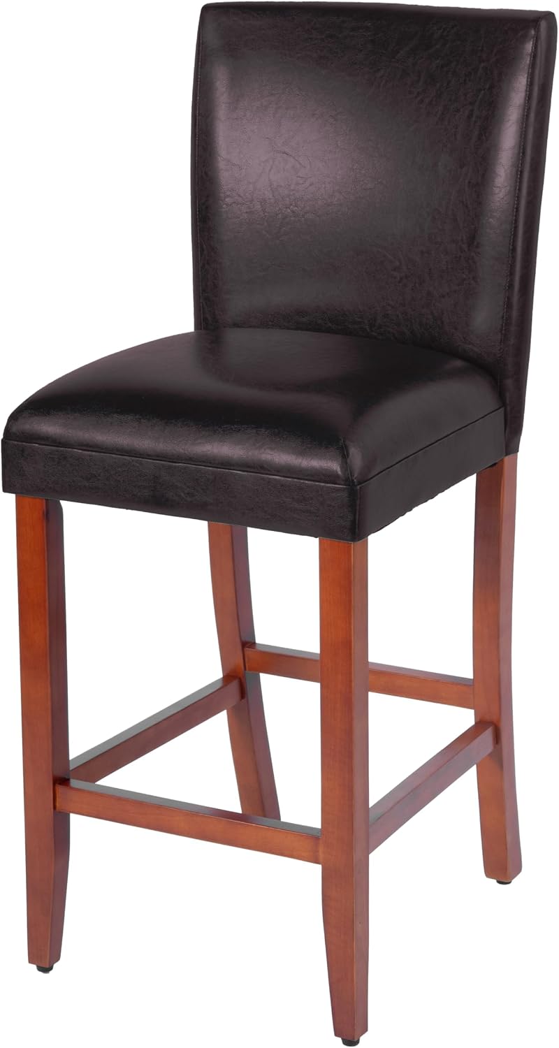 HomePop Counter Stool, 29-Inch, Dark Brown Faux Leather