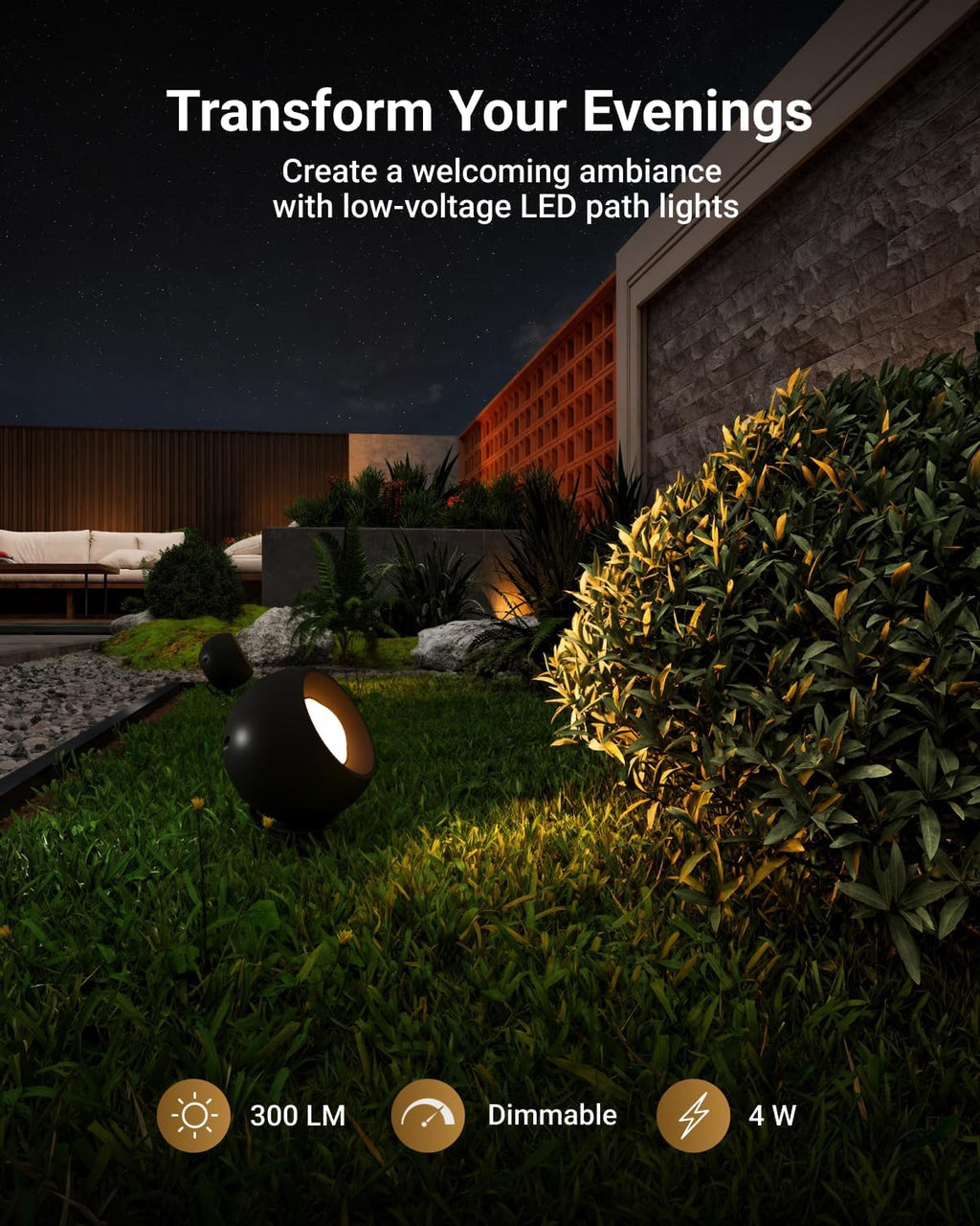 Sunco LED Low Voltage Spotlight Revolver, Sphere Shaped Garden Landscape Lights Outdoor [Luces para Jardin], 4W, 300 LM, 3 CCT: 2700K/4000K/5000K, Wet Rated, ETL 20 Pack.