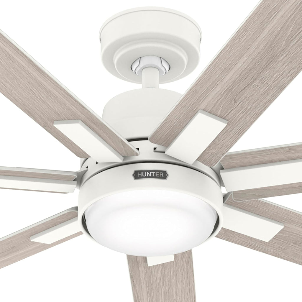 Hunter Fan Industrial/Modern 60 inch White Indoor Ceiling Fan with Light and Remote for Family Room, Dining Room, Office, Basement (Renewed)
