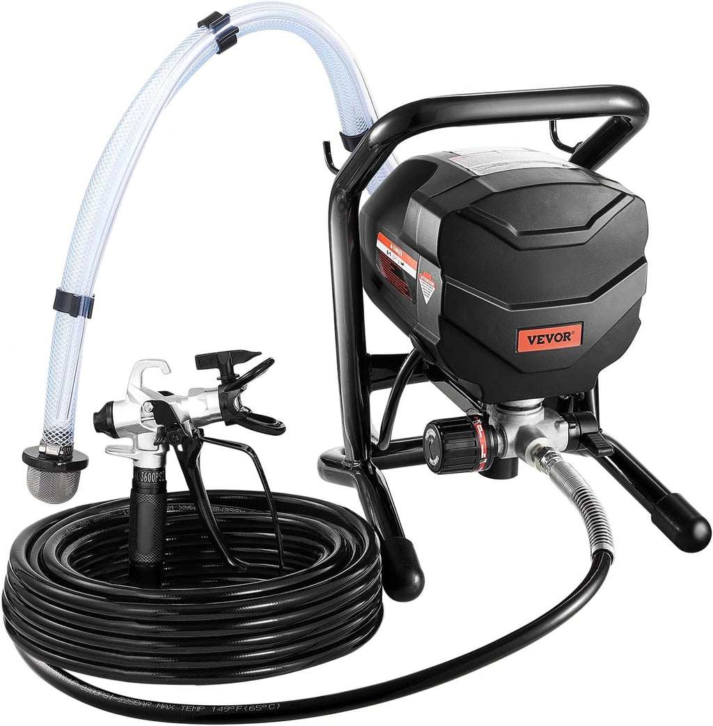 VEVOR Stand Airless Paint Sprayer, 650W High Efficiency Airless Sprayer, 3000PSI Electric Paint Sprayer Machine Extension Rod and Cleaning Kits for Interior and Exterior Furniture/Fence/Home/House