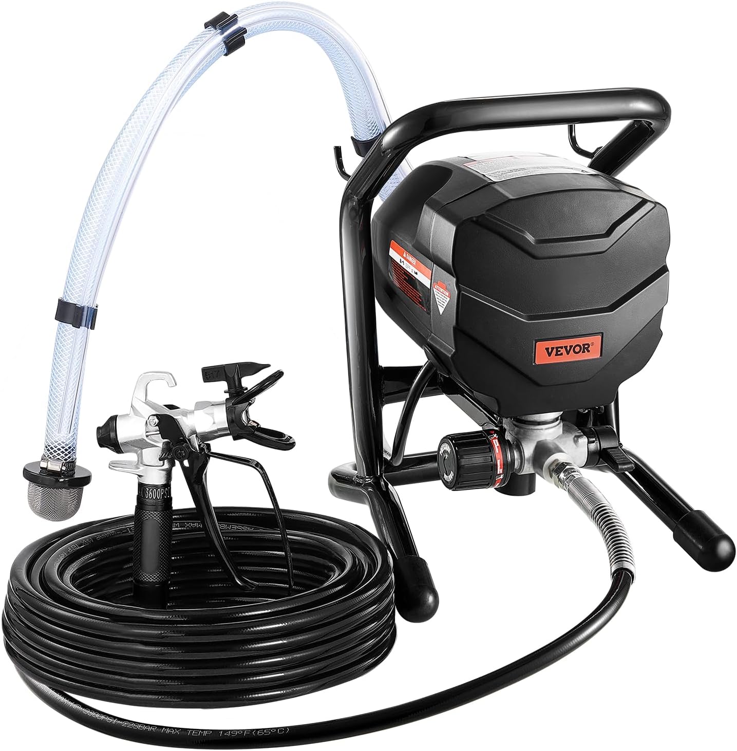 VEVOR Stand Airless Paint Sprayer, 650W High Efficiency Airless Sprayer, 3000PSI Electric Paint Sprayer Machine Extension Rod and Cleaning Kits for Interior and Exterior Furniture/Fence/Home/House
