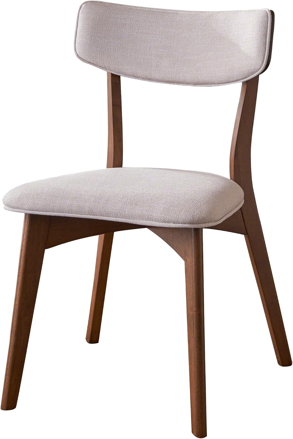 Christopher Knight Home Abrielle Mid-Century Modern Dining Chairs with Rubberwood Frame, 2-Pcs Set, Light Beige / Natural Walnut