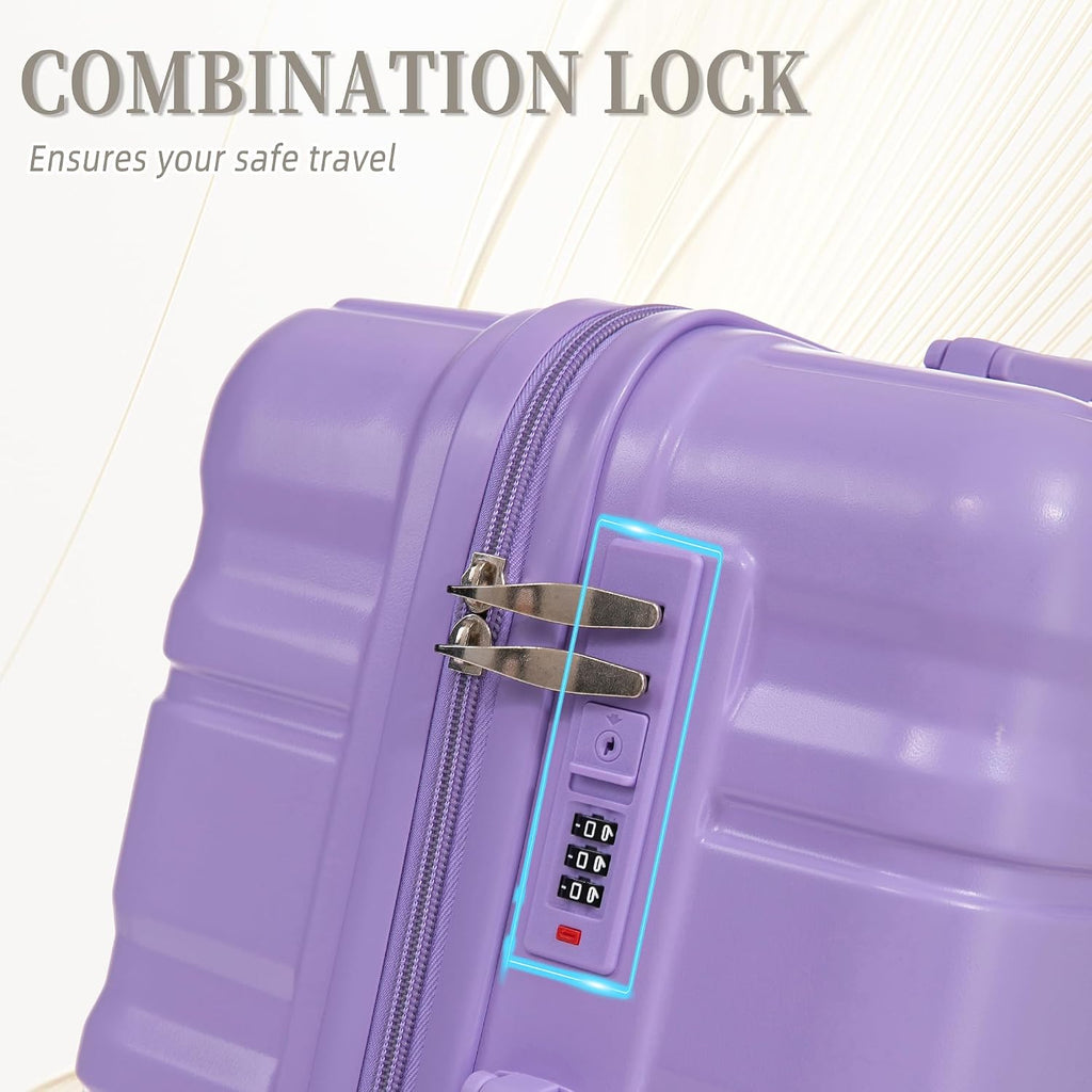 GDFStudio 20/24/28 Inch 3 Piece Luggage Set, ABS Hard Shell Spinner Suitcase with 360° Silent Wheels, Expandable Capacity,Combination Lock, Retractable Handle,Carry On & Checked Suitcases,Blue+Purple