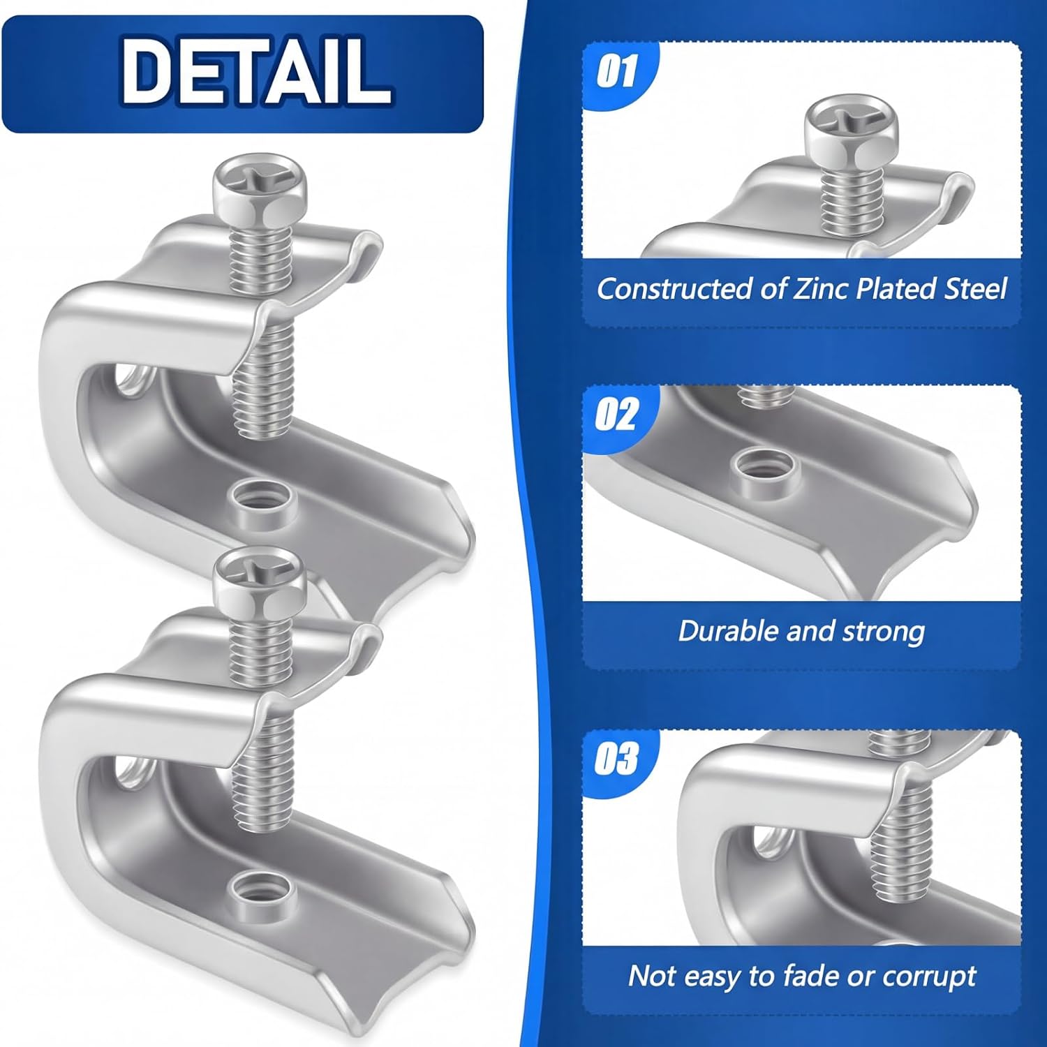 Hicarer 400 Pcs 1/4' x 20 Beam Clamp Heavy Duty Steel, Zinc Plated C-clamp Fastener for I-beams and Strut Channels, Secure Conduit & Pipe Hanging Support