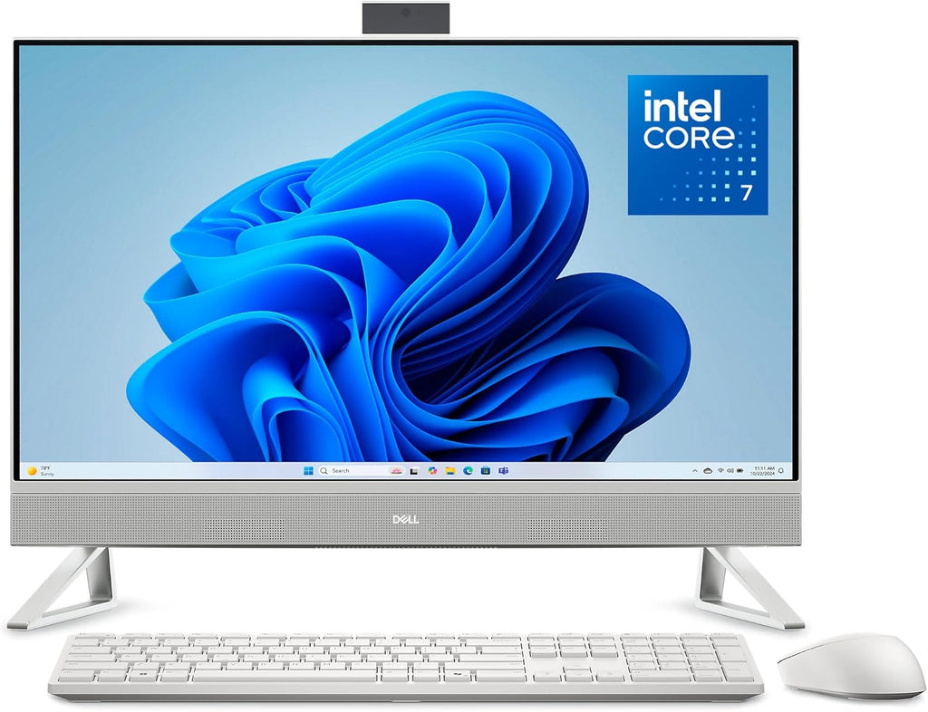 Dell 27 All-in-One Desktop ec27250-27-inch FHD Touch Display, Intel Core 7 Processor 150U, NVIDIA GeForce MX570A 2GB GDDR6 Graphics, 32GB DDR5 RAM, 1TB SSD, Windows 11 Pro, Onsite Service - White