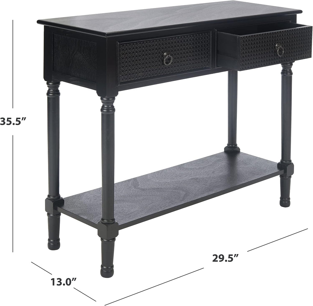Safavieh Home Collection Haines Black 2-Drawer Bottom Shelf Console Table