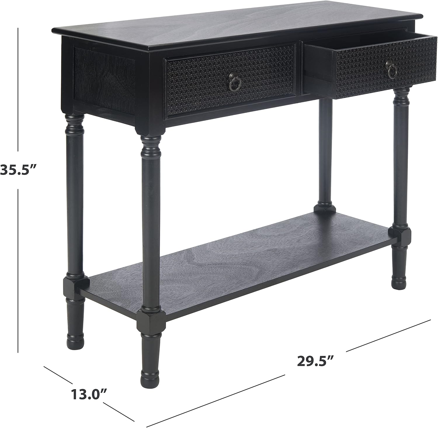 Safavieh Home Collection Haines Black 2-Drawer Bottom Shelf Console Table