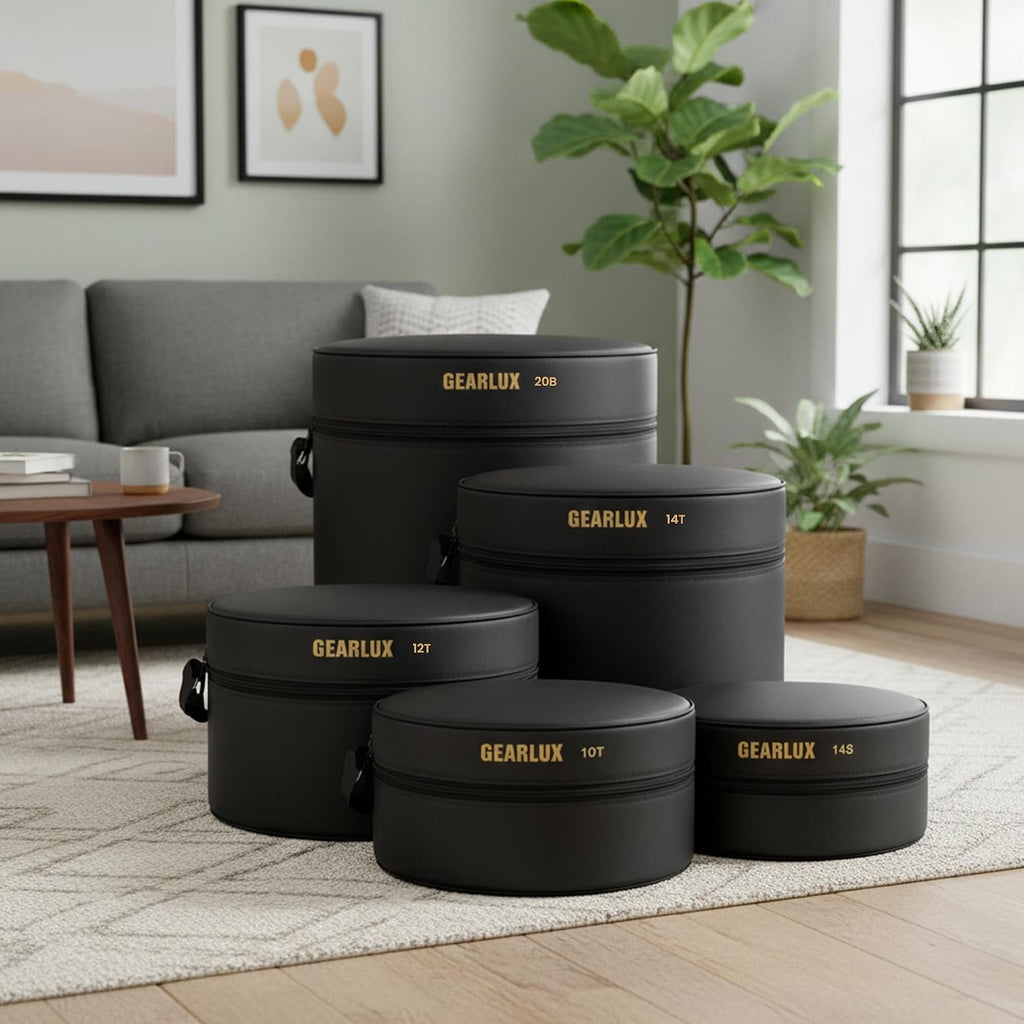 Gearlux 5-Piece Drum Bag Set with 10mm Padding for 10' Tom, 12' Tom, 14' Tom, 14' Snare, and 20' Bass Drum