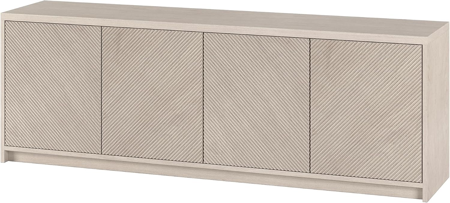 Henn&Hart Rectangular TV Stand for TV's up to 78' in Beech White, for Home, Living Room, Bedroom, Entertainment Room, Office